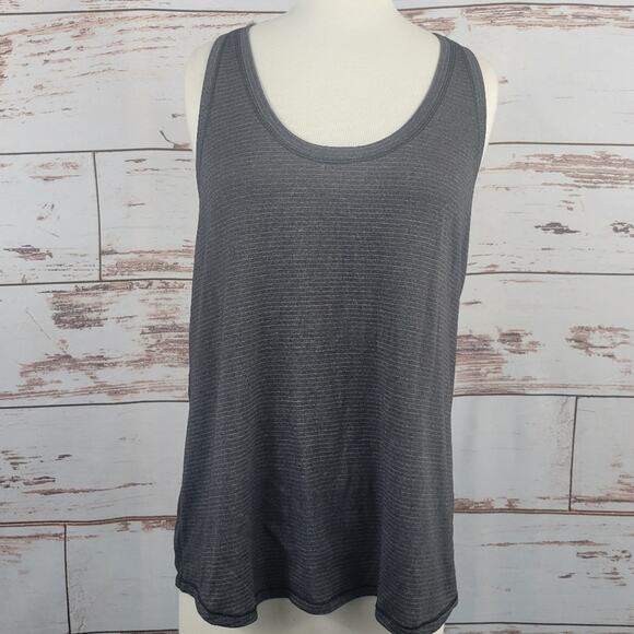Lululemon Tank Racerback Split Hem Tie Up Grey Striped - Picture 1 of 5